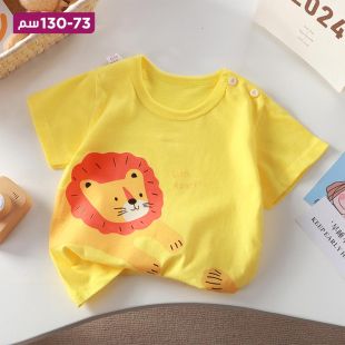 تيشيرت قطن نصف كم بتصميم Lion للأطفال