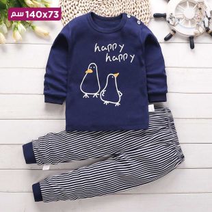 بيجاما قطن خريفي بتصميم Blue Penguin للأطفال