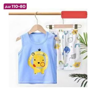 طقم قطن صيفي فيست وشورت للأطفال بتصميم Little Lion