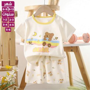 طقم تي شيرت وشورت صيفي للأطفال من القطن الخالص بطبعة جسرالاحلام