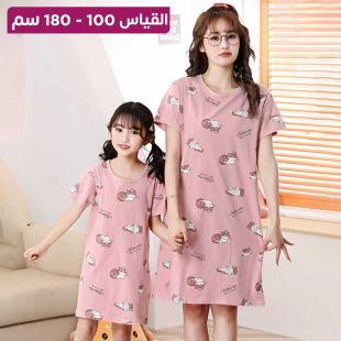 فستان نوم قطن بتصميم Cat للبنات