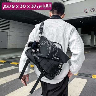 حقيبة كتف عصرية بإكسسوار وسلسلة - 37 × 30 × 9 سم