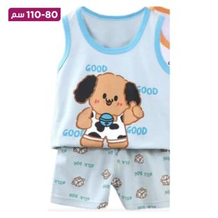 طقم قطن صيفي فيست وشورت للأطفال بتصميم Good Puppy