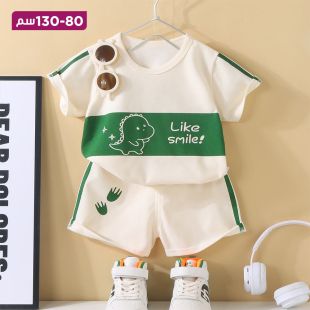طقم شورت وتيشيرت بتصميم Like Smile! وأكمام قصيرة للأطفال