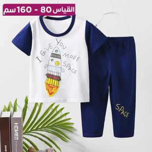 بيجامة بأكمام قصيرة ورسوم كرتونية