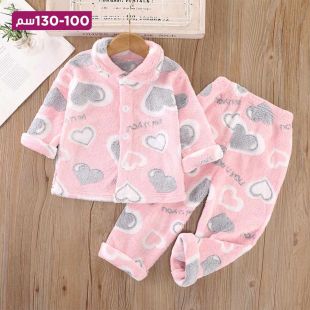 بيجامة فلانيل بتصميم Pink Heart للبنات