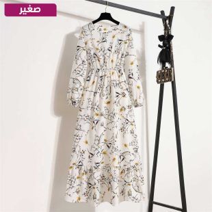 فستان شيفون طويل فاخر منقوش للسيدات