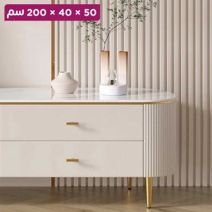 طاولة تليفزيون خشبية مع أدراج وأبواب - 200 × 40 × 50 سم