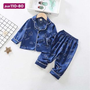 طقم بيجامة قطن بأكمام طويلة بتصميم Bear للأطفال