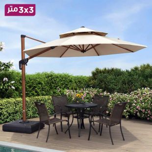 مظلة خارجية فاخرة بهيكل ألمنيوم وقاعدة تثبيت 3 × 3 متر