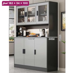 منظم خشبي متعدد الإستخدامات مع أبواب - 100 × 34 × 182 سم