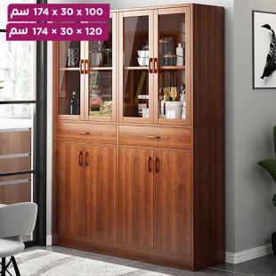 منظم خشبي متعدد الطبقات مع أبواب وأدراج