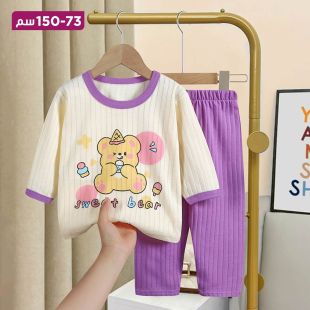 بيجاما صيفية قطن بتصميم Purple Bear للبنات