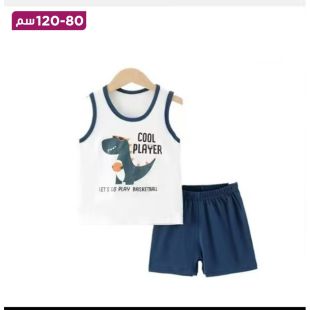 طقم قطن صيفي فيست وشورت للأطفال بتصميم Dino Player