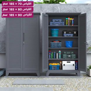 خزانة تخزين معدنية بأرفف داخلية منظمة