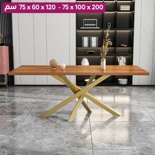 طاولة من خشب الصلب مع قاعدة معدنية