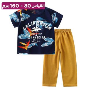 بيجامة بأكمام قصيرة ورسوم كرتونية
