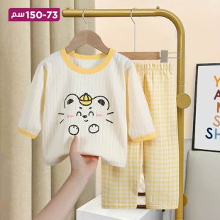 بيجاما صيفية قطن بتصميم Line Kitten للبنات