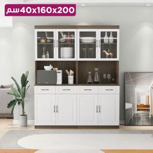 منظم مطبخ من الخشب المعالج مع 4 أدراج وأبواب مزدوجة - 200 × 160 × 40 سم