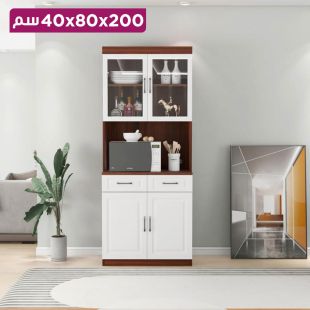 منظم مطبخ من الخشب المعالج مع درجين وأبواب مزدوجة - 200 × 80 × 40 سم