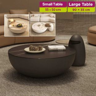 Set of 2 Round Sintered Stone Tables