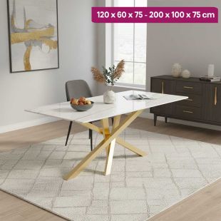 Table with Sintered Stone Top and Metal Base