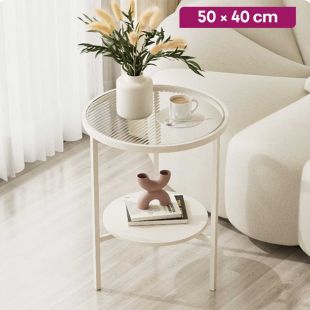 Changhong Glass Side Table with Metal Frame and Shelf - 50 × 40 cm