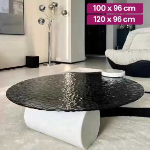 Round Table with Glass Top Marble Base