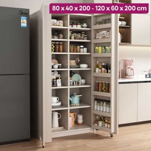 Engineered Wood Kitchen Cabinet with Double Door and Wheels