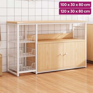 Multifunction Multi Layer Kitchen Organizer With Double Doors