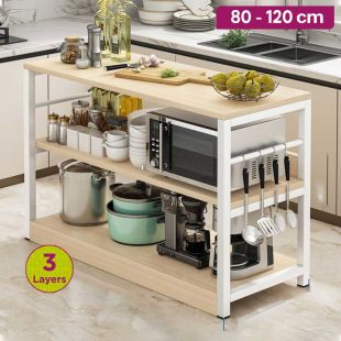 Wooden Kitchen Organizer with Metal Frame - 3 Layers