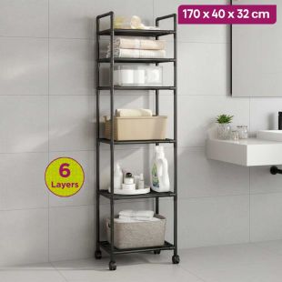Multi Function Metal Kitchen Rack 6 Layers with Wheels 170 x 40 x 32 cm