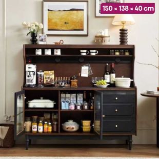 Multifunction Wooden Cabinet With Drawers and Doors - 150 × 138 × 40 cm