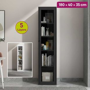 5 Layers Metal Cabinet with Glass Door - 180 × 40 × 35 cm