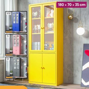 Metal Book Cabinet Multi Layers with Double Doors - 180 × 70 × 35 cm