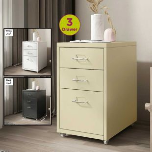 Wooden 3 Drawer Movable Cabinet