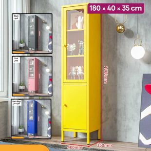 Metal Book Cabinet Multi Layers with Doors - 180 × 40 × 35 cm