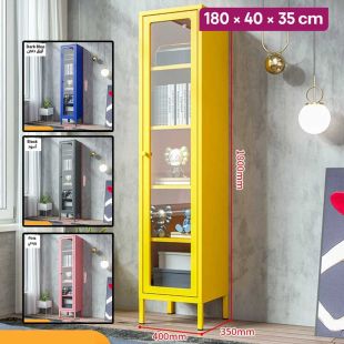 Metal Book Cabinet with Glass Door 5 Layers - 180 × 40 × 35 cm