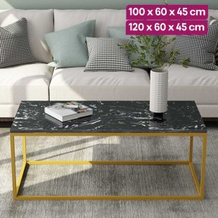 Side Table with Marble Top and Metal Frame