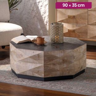 Classic Round Wax Wooden Table - 90 × 35 cm