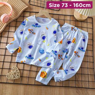 Boys and Girls Cotton Long-Sleeve Summer Pajama