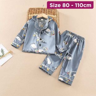 Children’s Long Sleeve Pajama Set with Baby Bottle Design