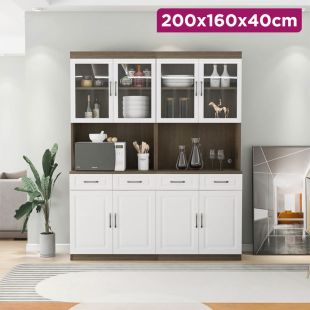 Ecological Wood Cabinet Kitchen with 4 Drawers and Double Doors - 200 × 160 × 40 cm