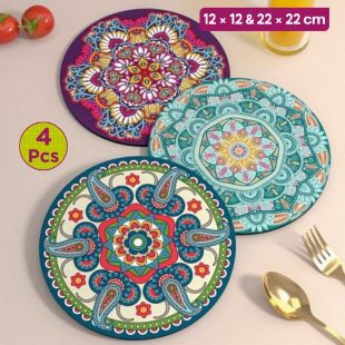 Mandala Design Heat Insulated Table Mat Set – 4 Pieces