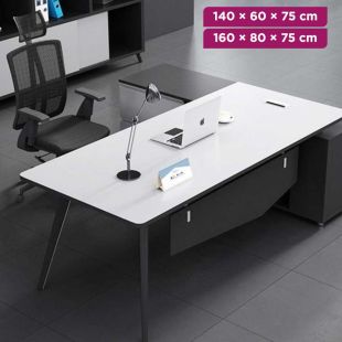 Particle Wood Office Table with Side Unit and Iron Base