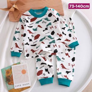 Camo Dragon Cotton Autumn Pajama Set for Kids