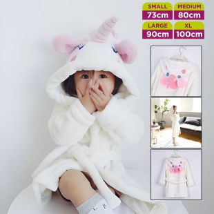 Unicorn Flannel Bathrobe for Babies