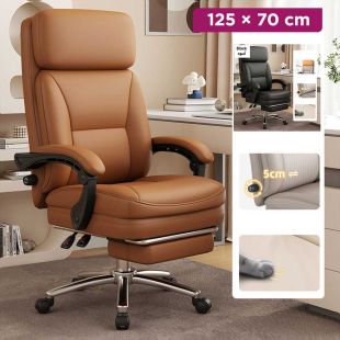 Office Chair PU Leather with Footrest 125 × 70 cm
