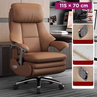 Office Chair Genuine Leather with Footrest 115 × 70 cm