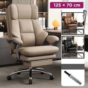 Office Chair PU Faux Leather with Footrest 125 × 70 cm